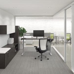 Height Adjustable Desk with Laminate Storage