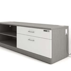 Laminate Credenza with Drawers and Open Storage