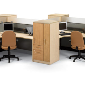Uni-T Workstations with Wardrobe Cabinets