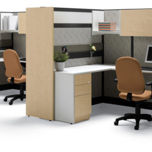 Workstations with Overhead Storage and Acrylic Panels