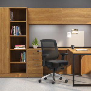 L-Shaped Workstation with Open and Closed Storage