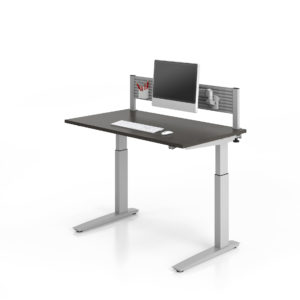 Height Adjustable Table and Accessory Bar Mounted Monitor