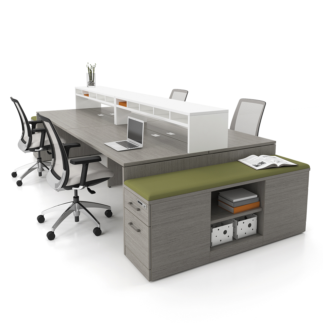 Open Desk with Storage Bench